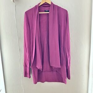 Quince Womens French Terry Modal Open Front Cardigan Size M Rose Pink Thumbholes